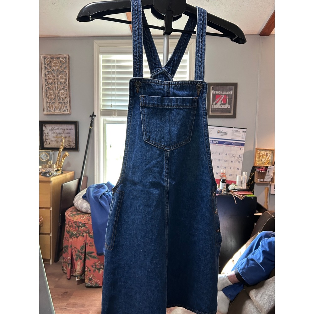 Darling Boutique Dark Wash Denim Overall Dress Size 4 A-line Pinafore